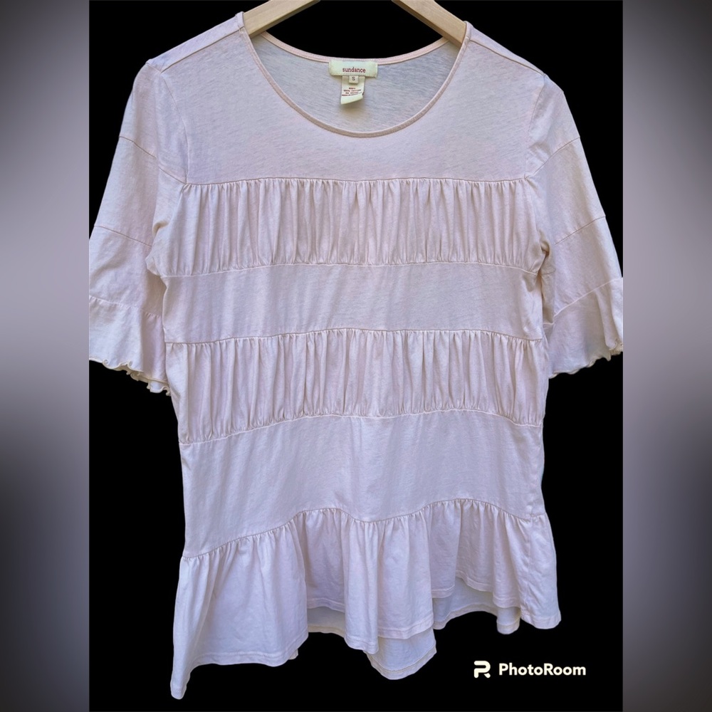 Sundance Peach Tiered Ruffle Hem 1/2 Sleeve